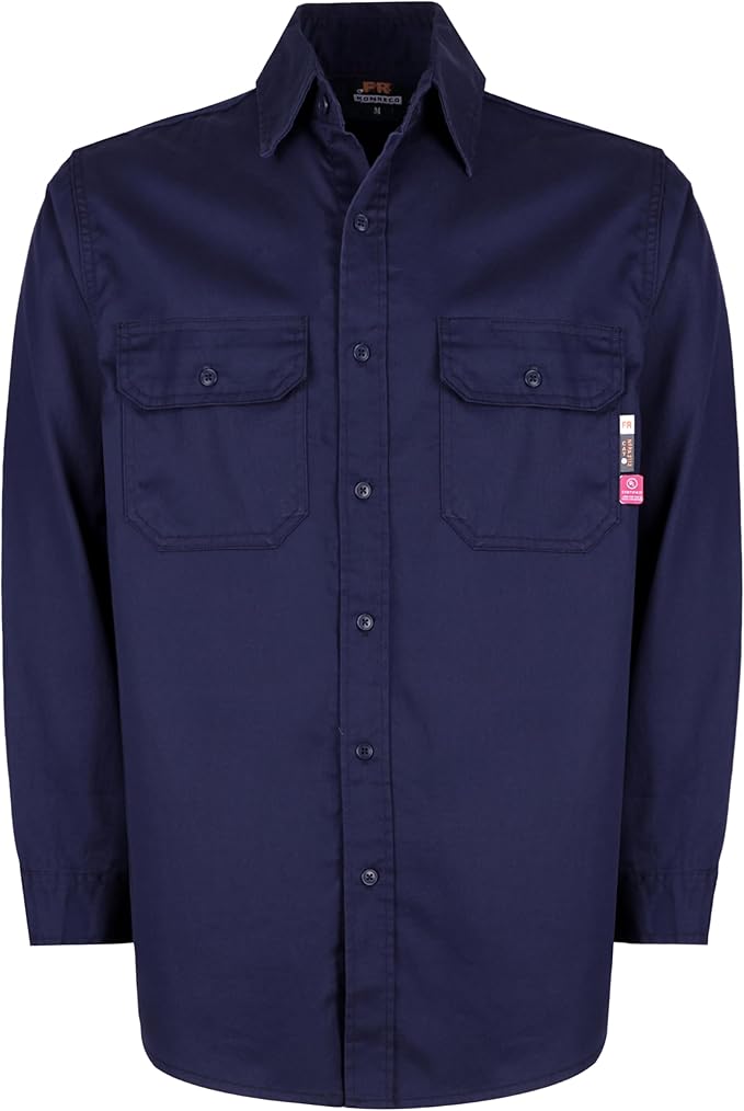 KONRECO FR Shirts for Men Fire Resistant Button Down Work Shirt 100% Cotton 6.5oz Lightweight Welding Shirts