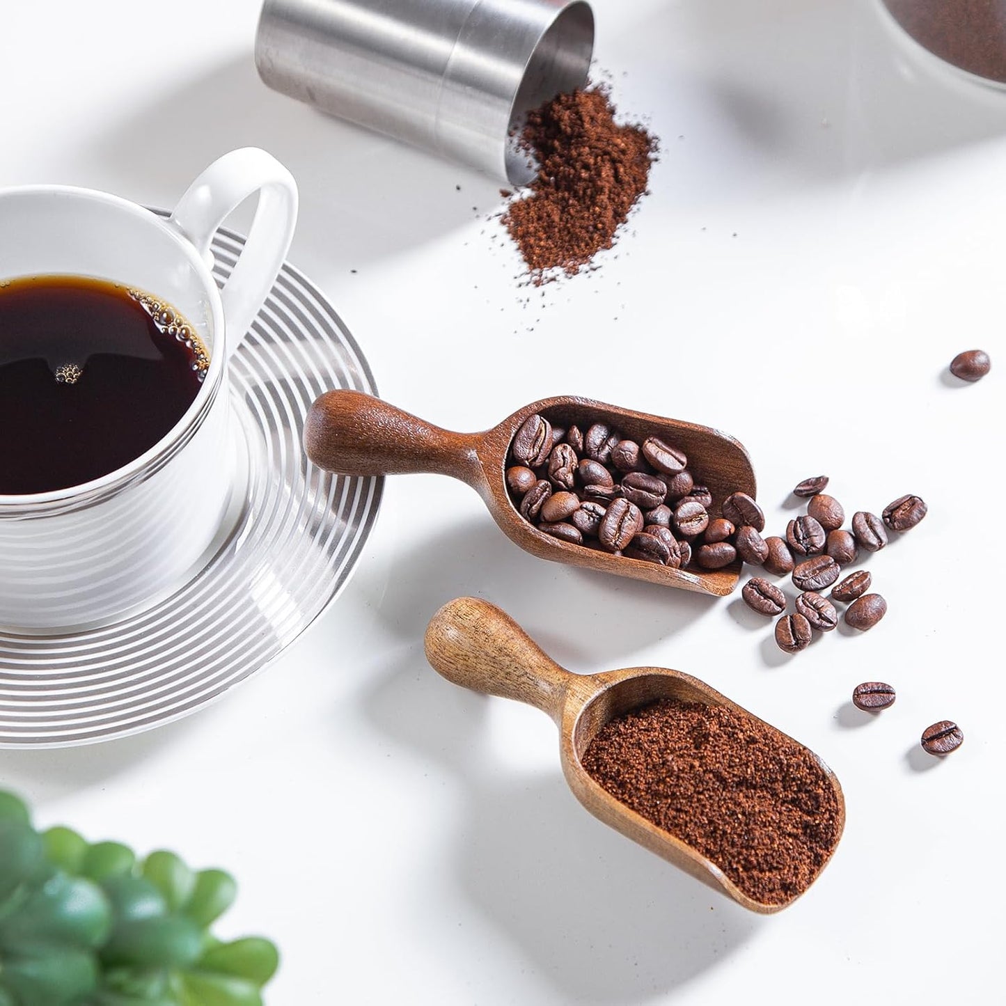 Wooden Scoops for Canisters 6PCS Acacia Wooden Scoop for Jars Mini Measuring Spoons for Ground Coffee Scoops Wood Scoop for Seasoning Bath Salt Laundry Detergent Shovel Measuring-Multipurpose