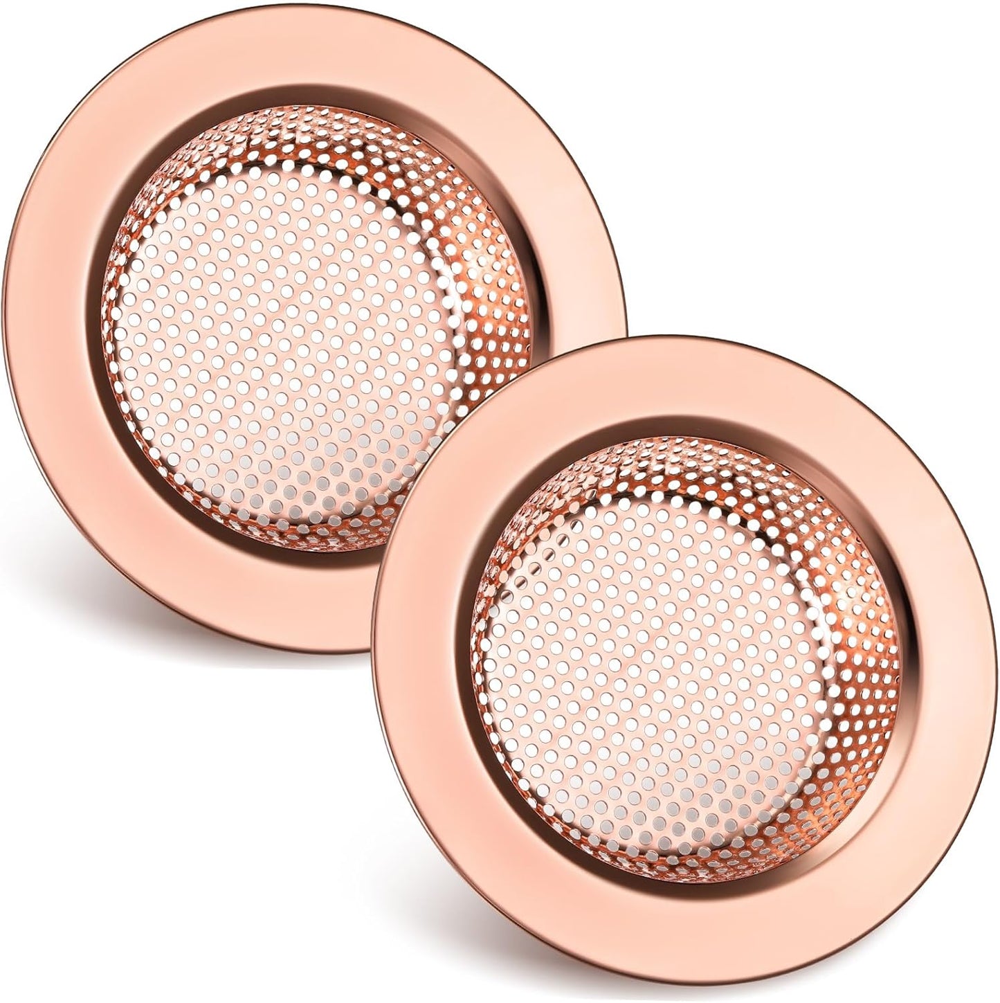 Retisee 2 Pcs Sink Strainer Stainless Steel Kitchen Sink Drain Strainer Basket Cover Mesh Hair Food Catcher, Large Wide Rim of 4.4 Diameter(Rose Gold)