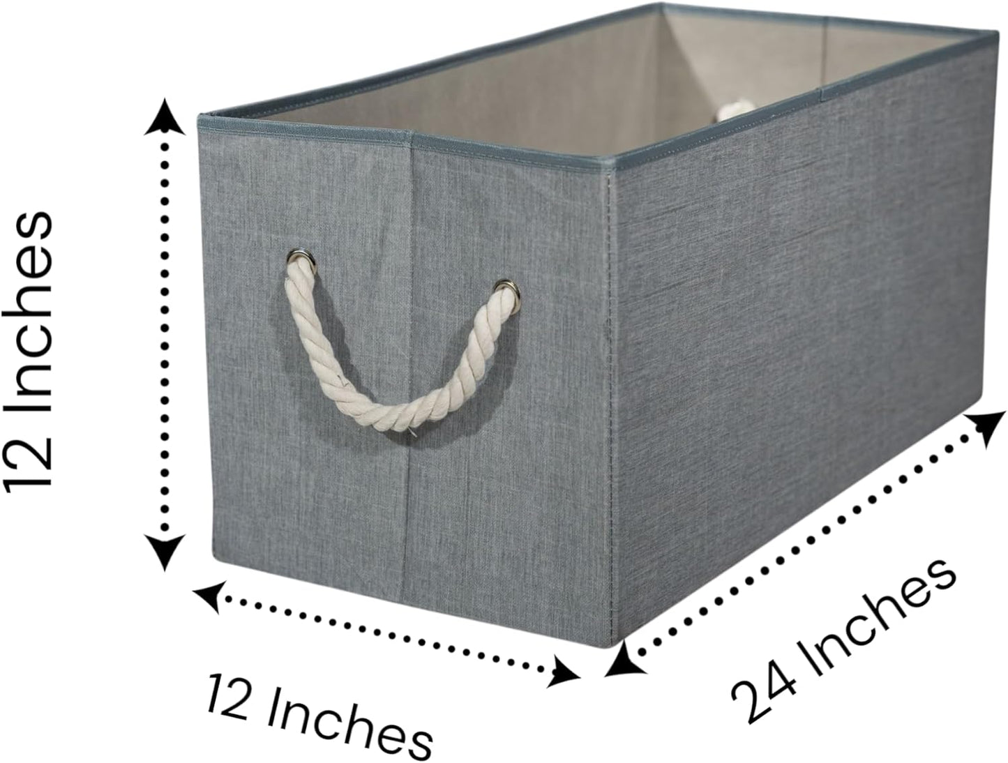 Storage Bins with Rope Handles, Gray Fabric Collapsible Storage Cubes, Large Decorative Storage Boxes for Organization, 2 Pack