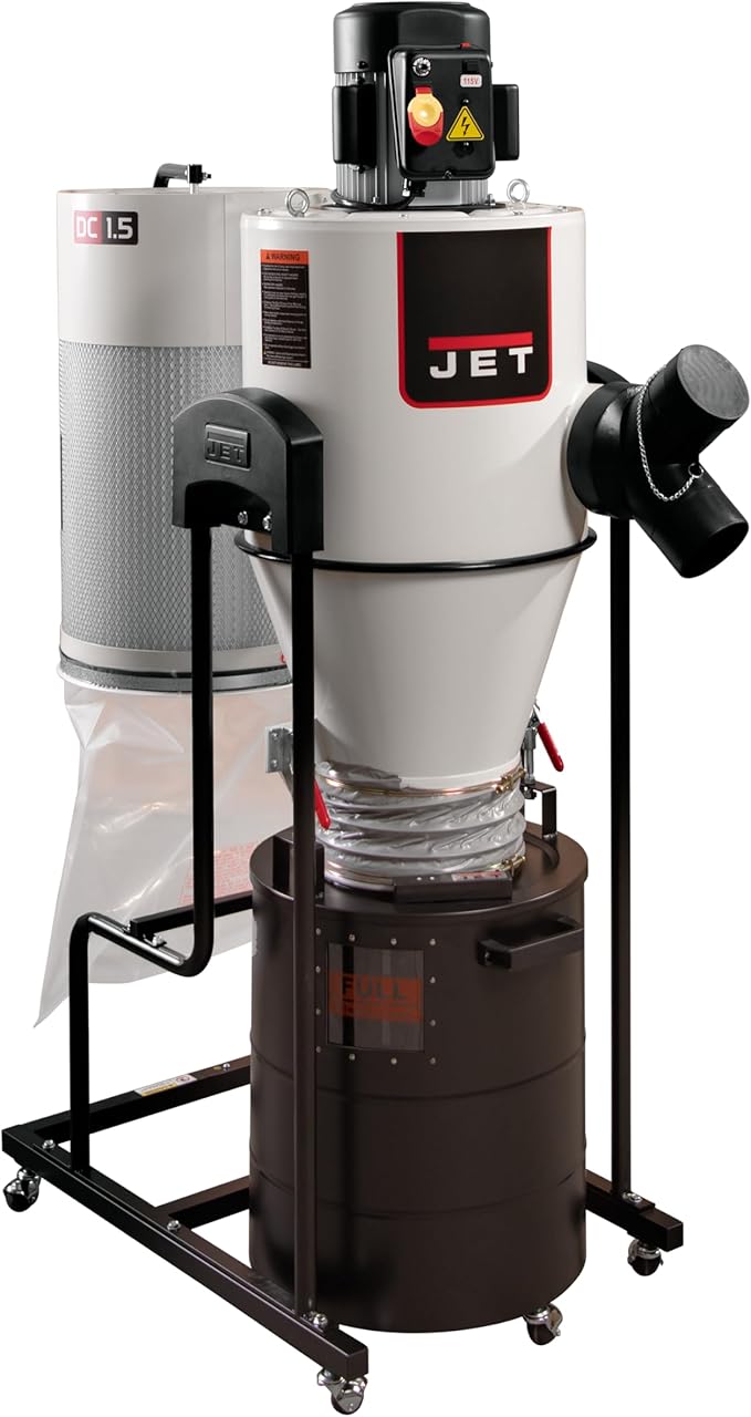 JET Cyclone Dust Collector, 2-Micron Filter, 1-1/2 HP, 115V 1Ph (Model JCDC-1.5)