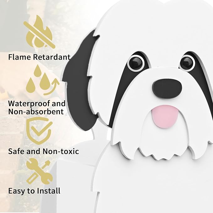 Shih Tzu Dog Planter, Pet Shape Garden Pots Plant Pots for Indoor/Outdoor Gardens Decoration, Cute, Surprise Gifts/Souvenirs for Pet Lovers (Black)