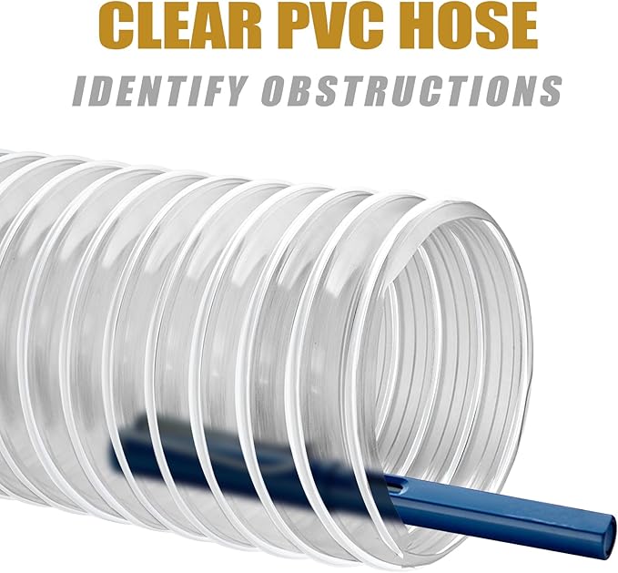 PVC Dust Collection Hose 2 1/2" x 20', Puncture Resistant Flexible Clear PVC Fume Collection Hose for Dust Collectors for dust collection systems by Oycevila