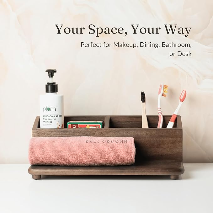 Chic Organizer Makeup & Accessory Desk Organizer for Dressing Tables, Bathrooms, and Kitchens,Table Counter Top Multi-Function Case Holder for Home, Office Bedroom Greywash