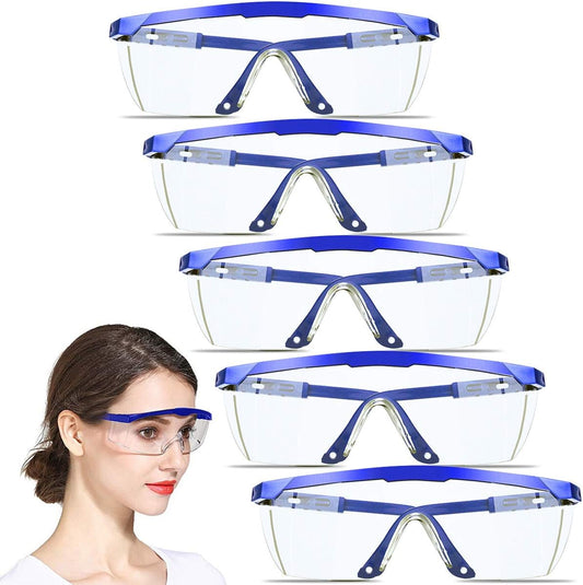 Safety Glasses, 5PCS Adjustable Wide-Vision Protective Glasses, Lightweight Fog-Proof Safety Goggles