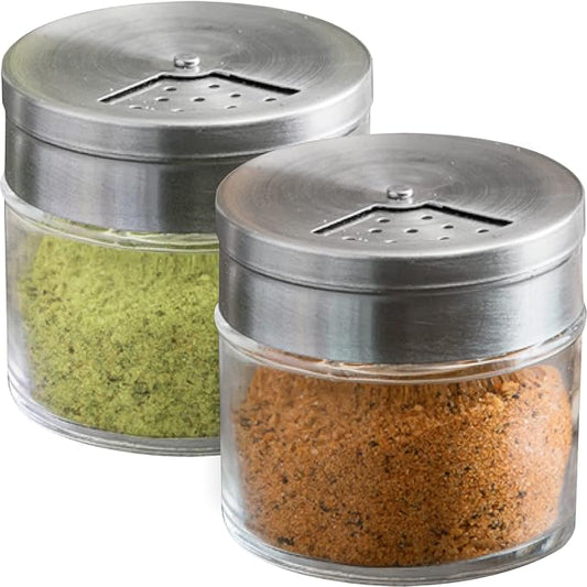 CUSINIUM 2-Pack 3oz Glass Spice Seasonings Shaker With Adjustable Lid