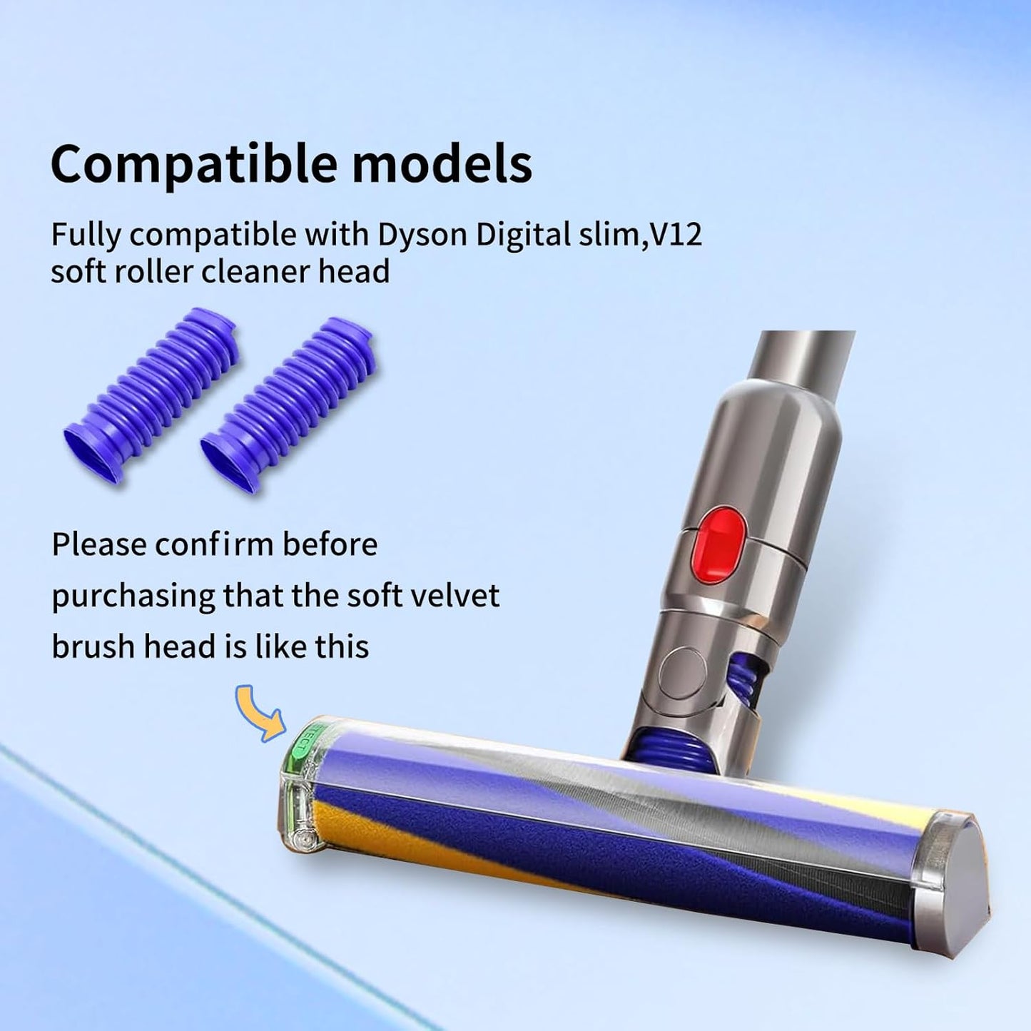 2 Pack Vacuum Lower Duct Hose Kit Compatible with Dyson V12 Soft Roller Cleaner Head,Vacuum Attachment Replacement Parts for Home Cleaning, 1 Set Screwdrivers, 1 Clean Brush