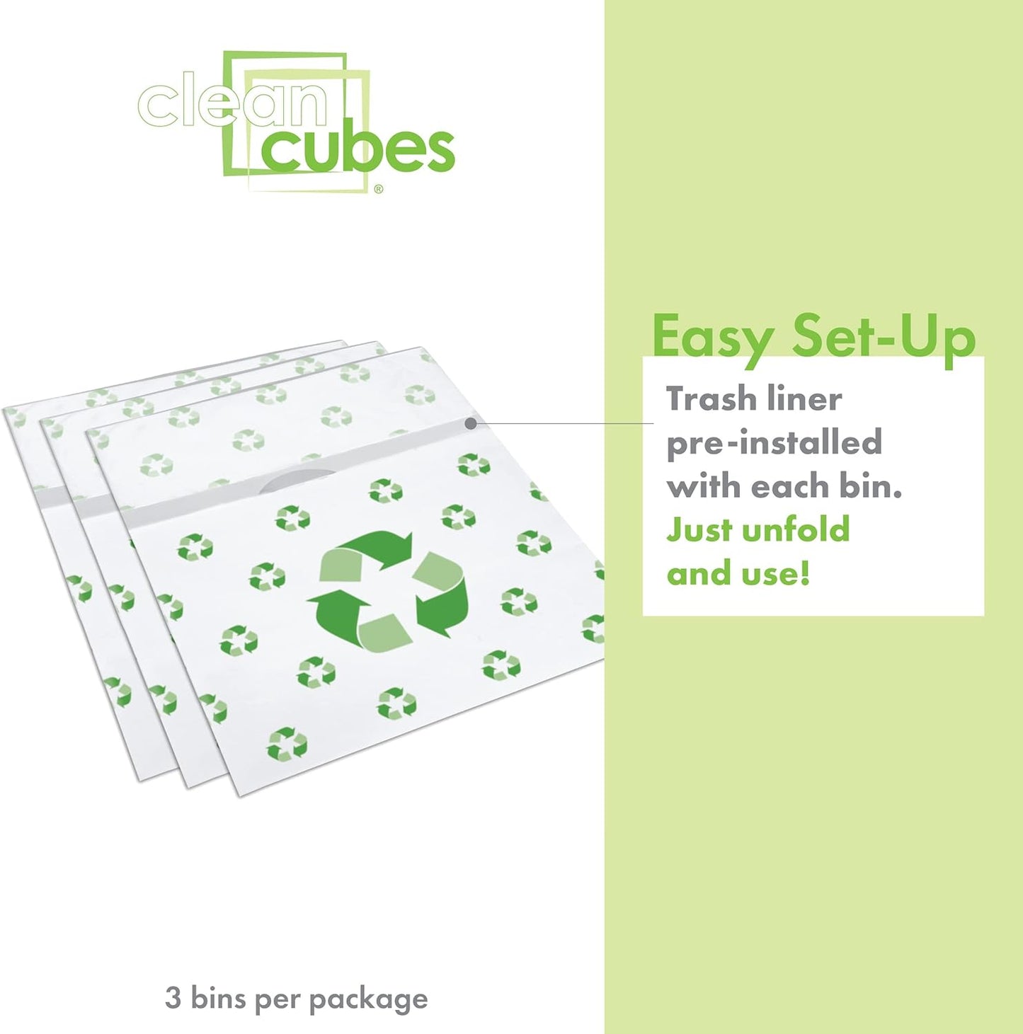 13 Gallon Disposable Pop-Up Trash Cans (3-Pack) with Fitted Bags – Foldable Garbage & Recycling Bins for Parties, Events & Kitchen (Recycle, 17" H x 13.5" W x 10" D)