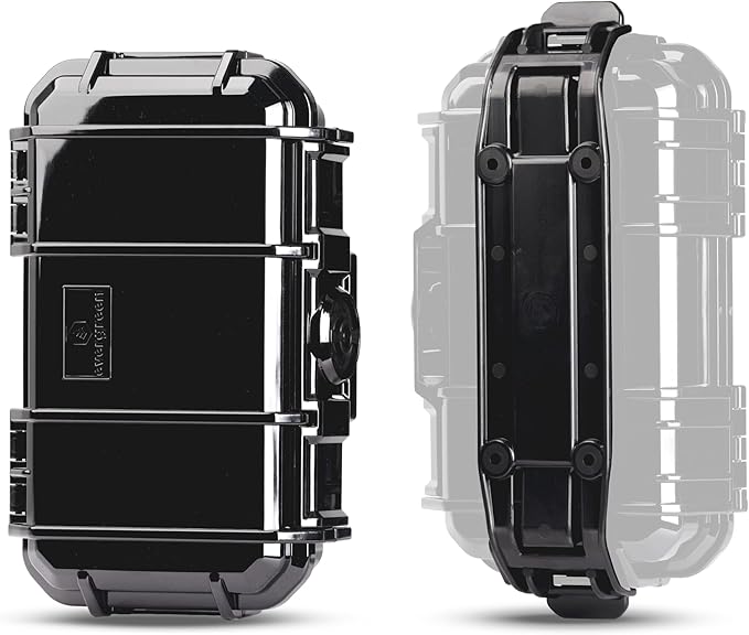 Evergreen 56 ToughBox - EDC Dry Box Protective Case USA Made for Organization of Cameras, Phones, Camping, Fishing, Hiking, Water Sports (Black + Micro Clip)