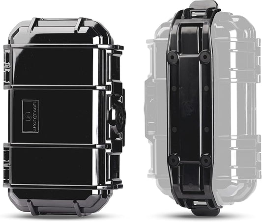 Evergreen 56 ToughBox - EDC Dry Box Protective Case USA Made for Organization of Cameras, Phones, Camping, Fishing, Hiking, Water Sports (Black + Micro Clip)