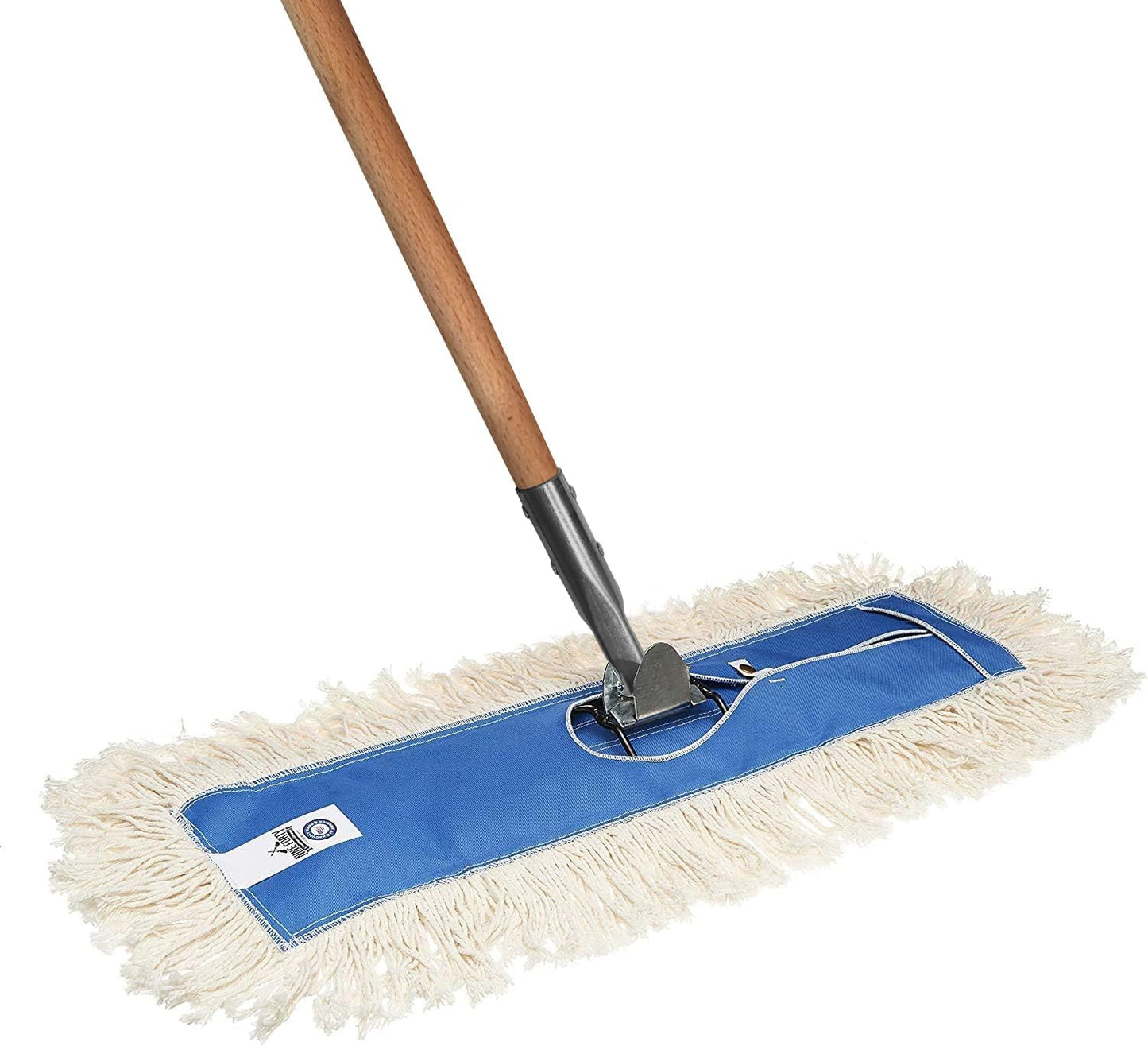 Nine Forty 36" Premium Cotton Dust Mop Kit - Heavy Duty Mop Head with Wood Handle for Industrial, Commercial, and Residential Cleaning - Dry Floor Duster for Hardwood Surfaces - White