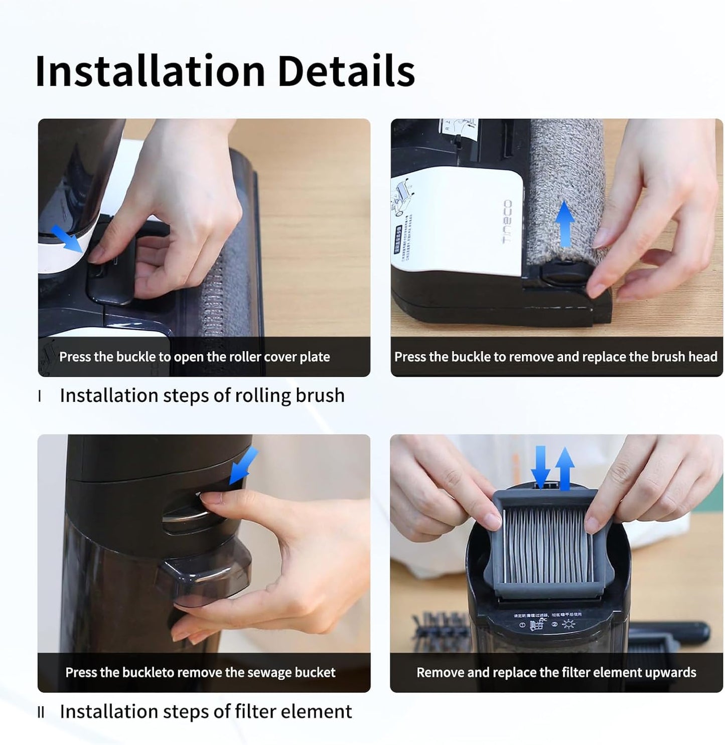 keluke Roller Brush Replacement Compatible with Tineco iFloor 3,Floor One S3, iFloor 2 Cordless Vacuum Cleaner, Replacement Parts Include 2 Brush Rollers