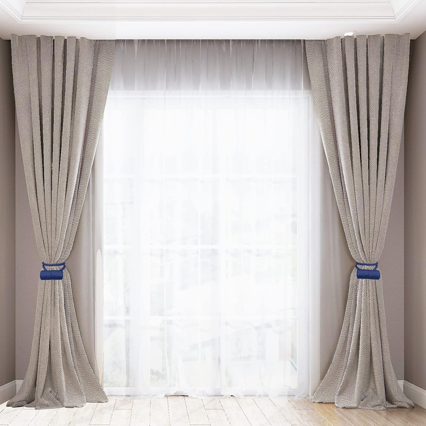 18 Inch Strong Magnetic Curtain Tiebacks, Curtain Holdbacks Modern Upgrade Strong 2021 New Twisted Style Decorative Drapery Rope Tie Backs(4 Pack Navy Blue)