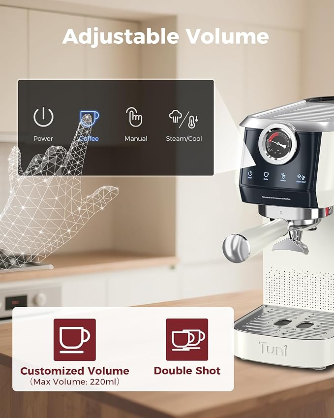 Tuni [𝑼𝒑𝒈𝒓𝒂𝒅𝒆] E2 58mm Dual Boiler Espresso Machine, 20 Bar UKLA Pump Espresso Maker with PID NTC System, Commercial Grade Stainless Steel Semi-automatic Coffee Machine, for Coffee Lovers