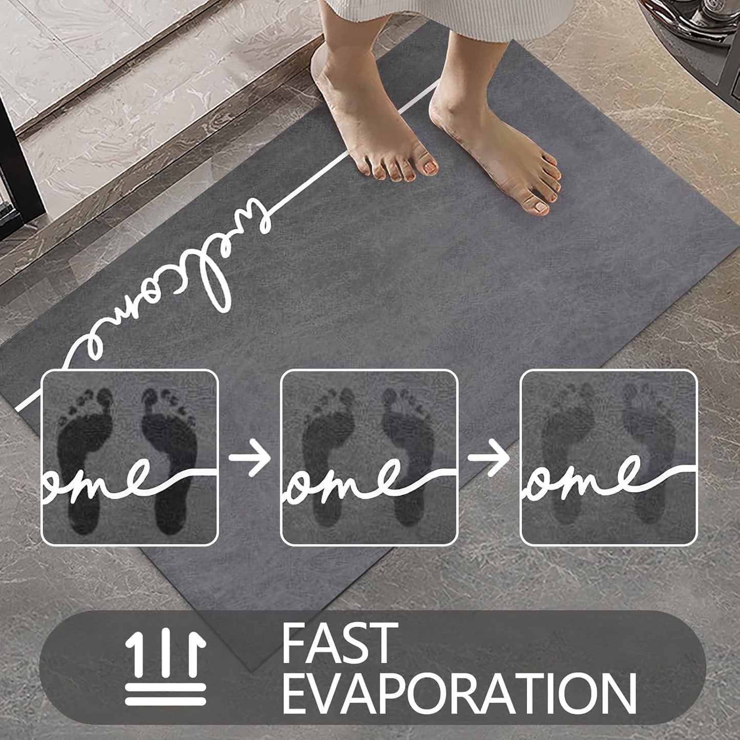 Welcome Mat Indoor, Ultra Thin Door Mat, 1/10 in Thin Door Mats for Inside Entry, Non-Slip Rubber Backing, Washable Doormat, Fade Resistant, Absorbent, Low Profile Dirt Trapper, 35"X24",Grey