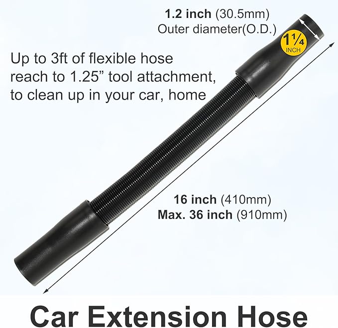 Shop Vac Vacuum Attachments with Extension Hose Dusting Brush Crevice Tool Nozzle Multi-Tools for 1-1/4" 1-3/8" 2-1/2" Shopvac Wet Dry Vacuum Cleaner (Car Detailing Kit Interior A)