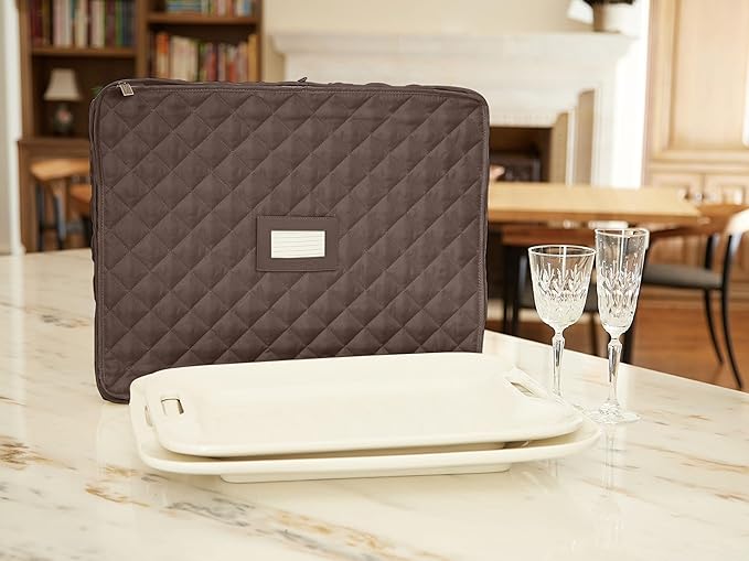 Covermates Keepsakes - Serveware Storage - Padded Protection - ID Window - Stain Resistant - Machine Washable - China Storage, Bronze