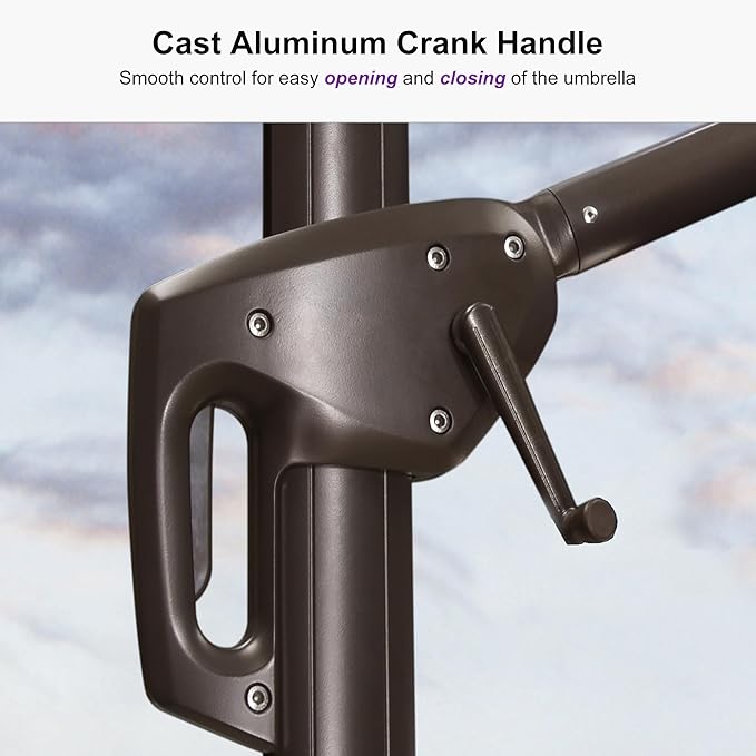 PURPLE LEAF 10FT Cantilever Patio Umbrella with 360-degree Rotation Aluminum Round Outdoor Offset Handing Umbrella for Patio Pool, Sprout Green