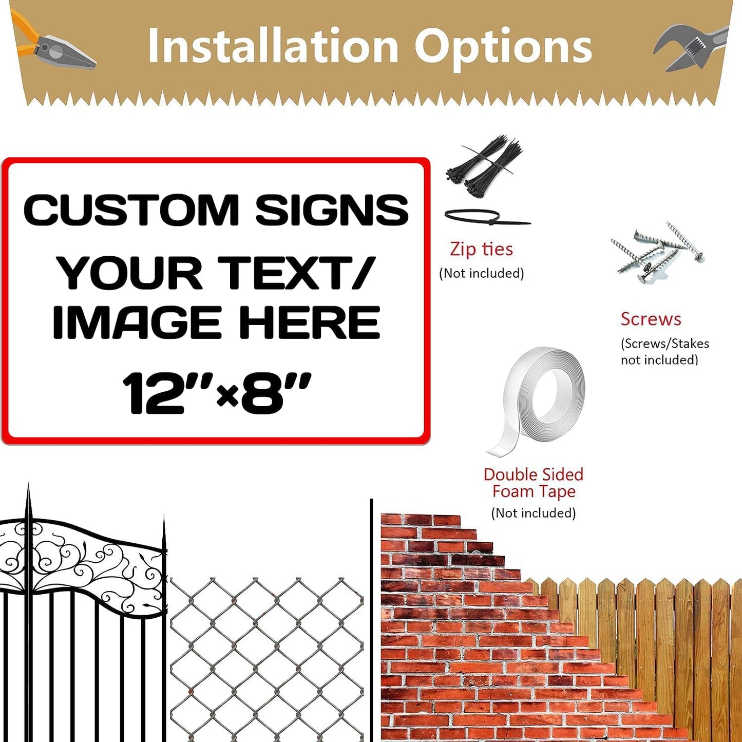 Aluminum Weatherproof Metal Sign Multiple Sizes Custom Personalized Text And picture Here, Black White Traffic Regulation Horizontal Street Signs ,hazard sign,garden sign,custom door sign,Customised business signs