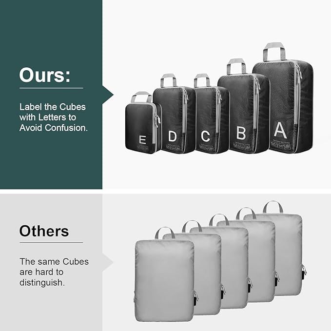 Compression Packing Cubes for Travell Fabric Packing Cubes with Smooth Zippers, Space-Saving Compression Bags for Travell, Luggage Organizers for Clothes, Shoes, and Accessories