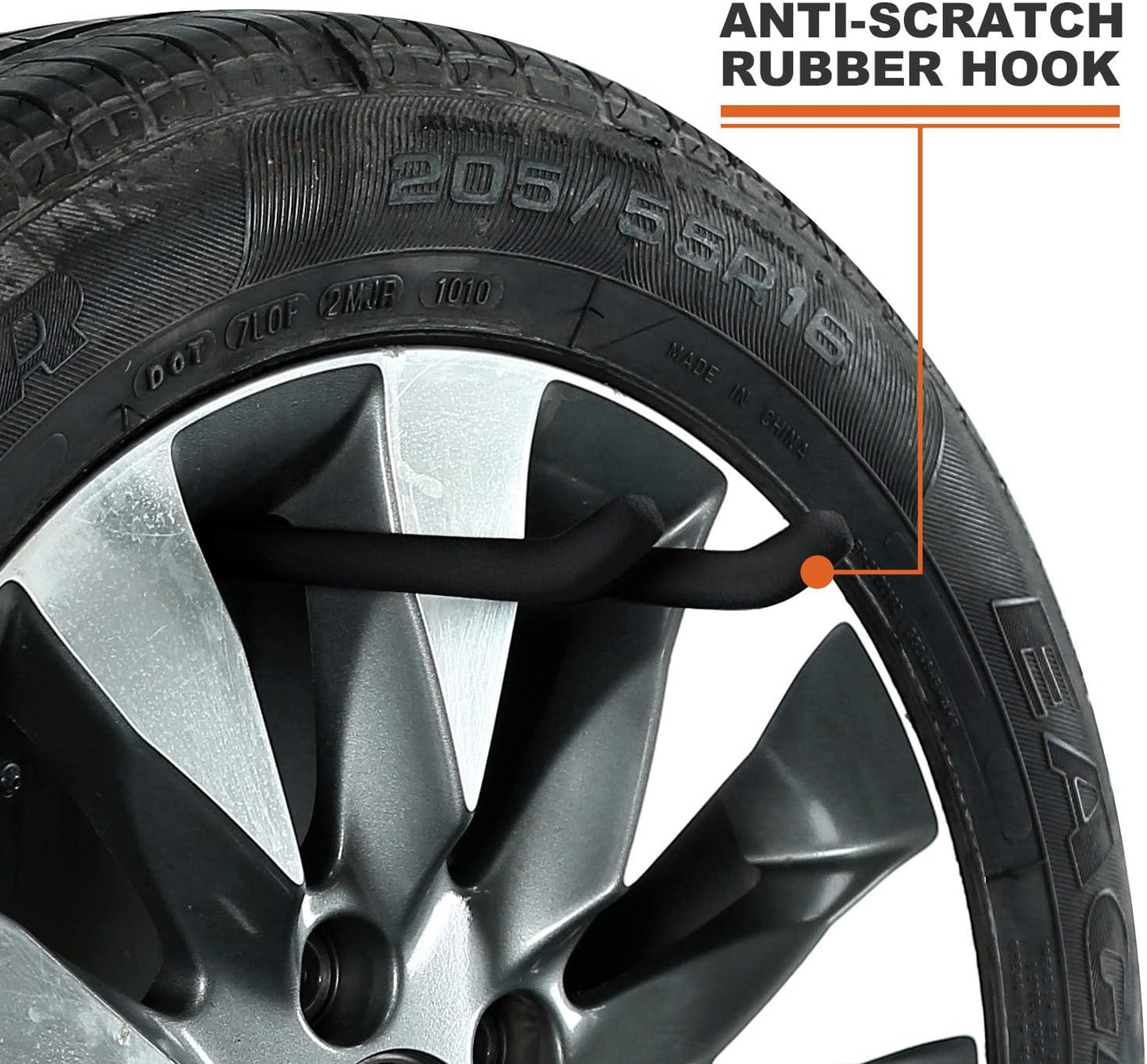 Wallmaster Wall Mount Garage Hooks, 2Pcs Heavy Duty Long Utility Storage Hooks for Hanging Tire, Chair, Ladder, Garden Tools, Strollers and More