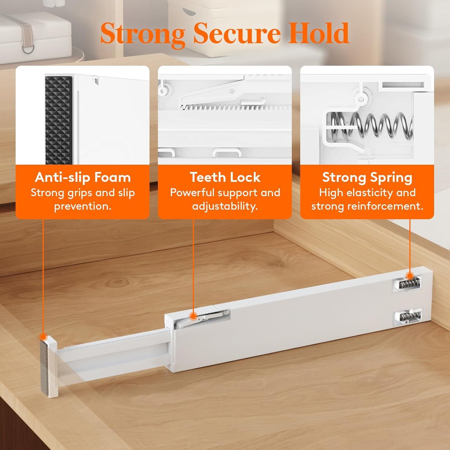 Lifewit 8 Pack Kitchen Drawer Dividers 2.36" High, 16"-22" Adjustable Drawer Organizer for Utensils/Clothes/Makeup, Plastic Expandable Separators in Dresser/Bedroom/Bathroom/Office Storage