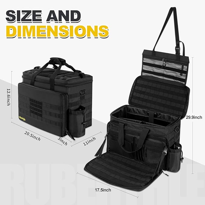 Car Front Seat Organizer | 45L size 17" laptop compatible | Combination Lock file bag | Military Tactical Briefcase | Military Duffle for patrol, Gym, Camping, Hunting, Range | DIY space