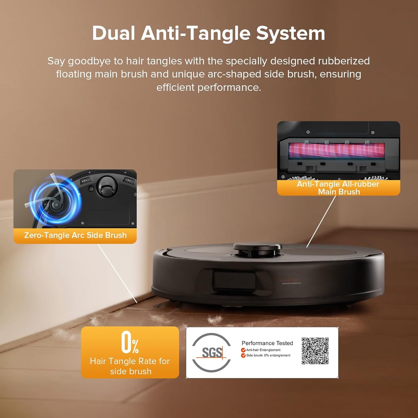 roborock QV 35S Robot Vacuum and Mop, All-in-one Vacuum Cleaner, 10,000Pa Powerful Suction, Self Emptying & Refilling, Self Mop Washing & Air Drying, Anti-Tangle Brushes for Home, Pet Hairs, Black