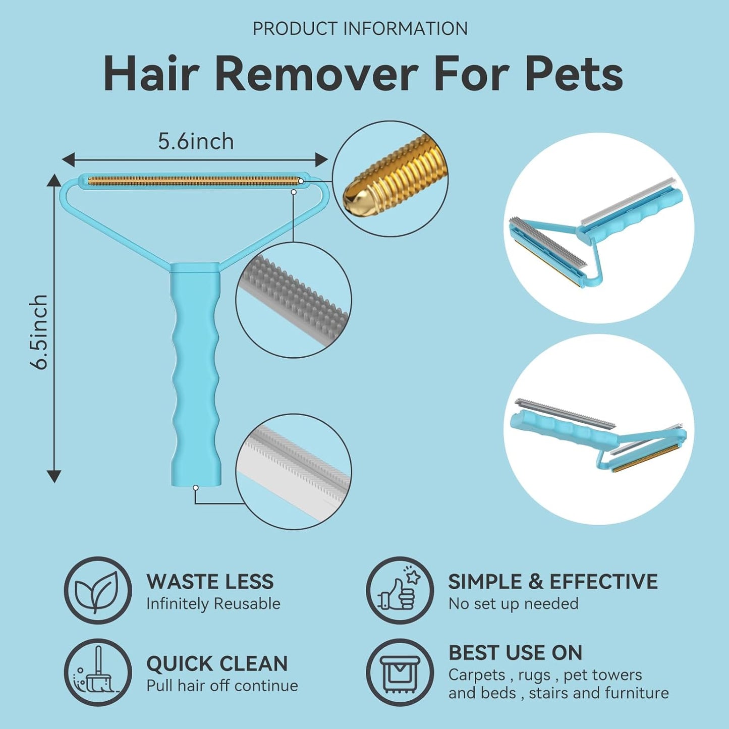 Cleaner Pro Fabric Shaver - Pet Hair Remover for Rugs, Couch, Carpet & Pet Towers (2pack)