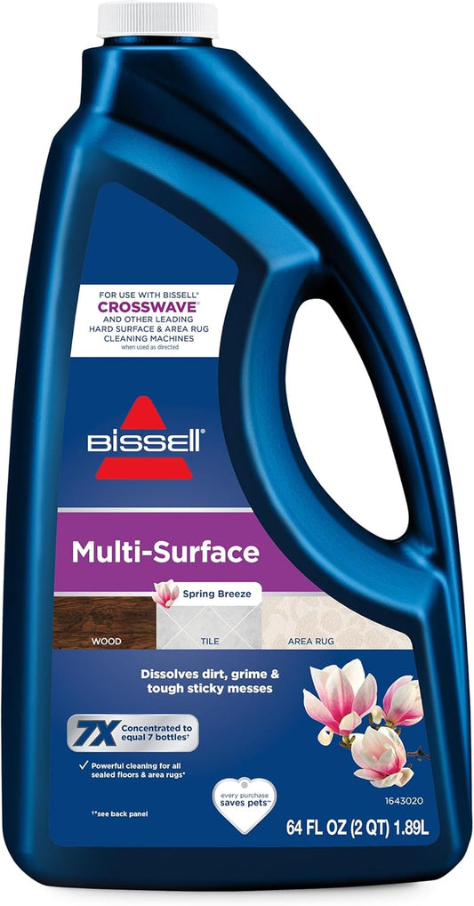 BISSELL MultiSurface Floor Cleaning Formula-Crosswave and Spinwave, 17891, 64oz, Removes Everyday Dirt and Grime, Safe on Sealed Hard Floors, Tile, Laminate, Area Rugs, Spring Breeze