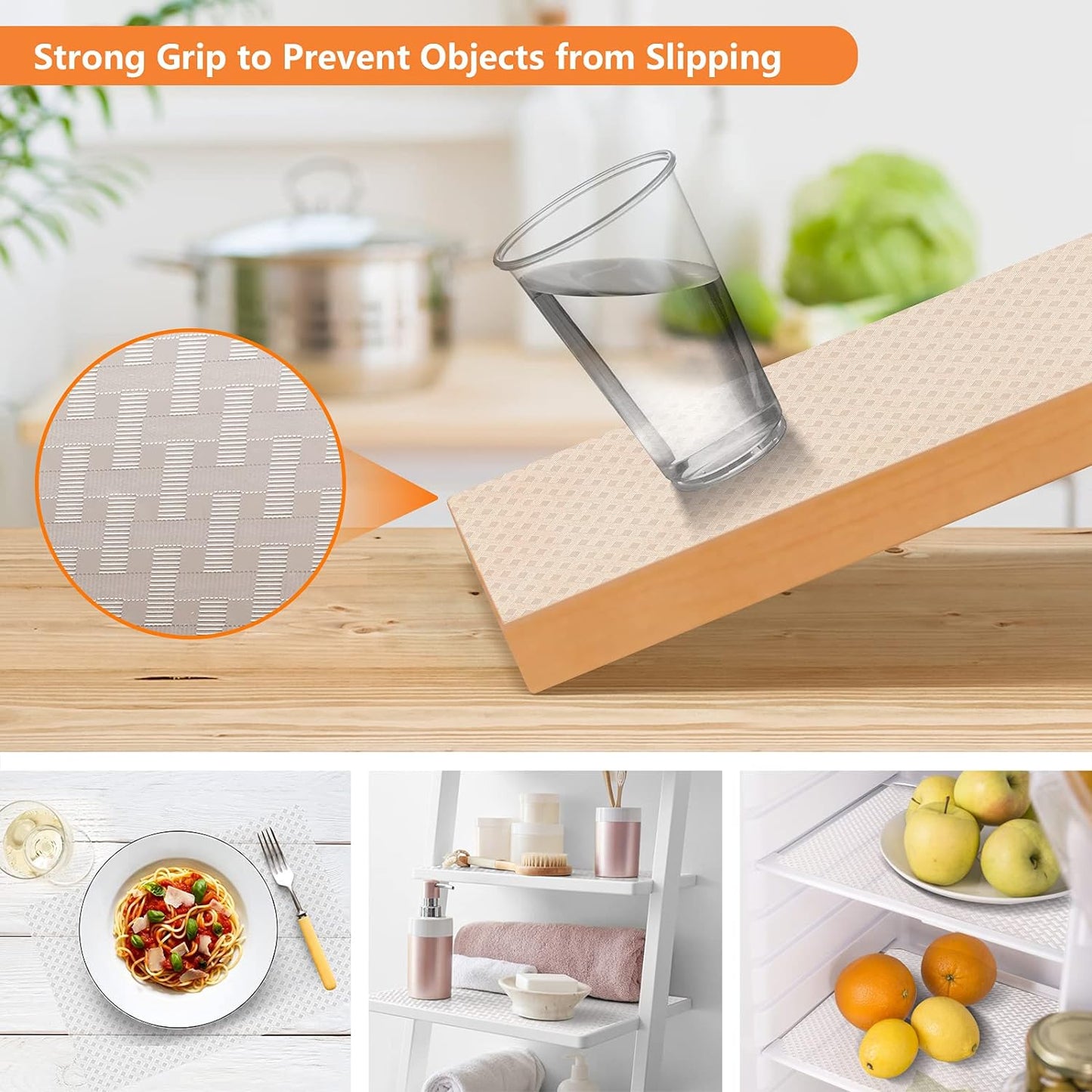 Shelf Liners for Kitchen Cabinets, Waterproof Kitchen Cupboard Liner, Refrigerator Liners and Durable Plastic Drawer Mats EVA Non Adhesive Shelves, Fridge - Clear 11.8 x 118 Inches