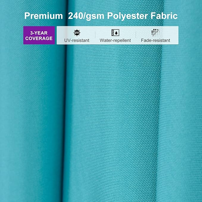 PURPLE LEAF 9' × 11.5' Patio Cantilever Umbrella with Base Outdoor Rectangle Adjustable Offset Umbrellas with 360-degree Rotation and 8 Heavy Duty Metal Ribs for Garden Deck Pool Turquoise Blue