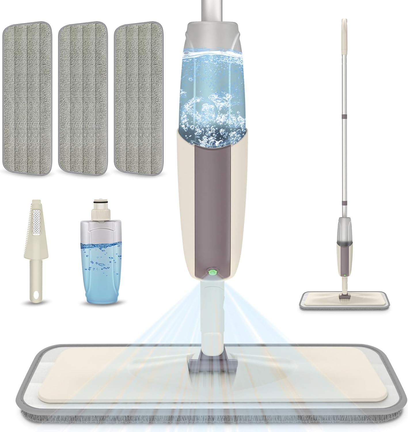 Spray Wet Mops for Hardwood Floor Cleaning - MEXERRIS Dust Dry Mops with 3 Reusable Washable Pads Wood Floor Mop with Spray Home Commercial Use Hardwood Laminate Wood Ceramic Tiles