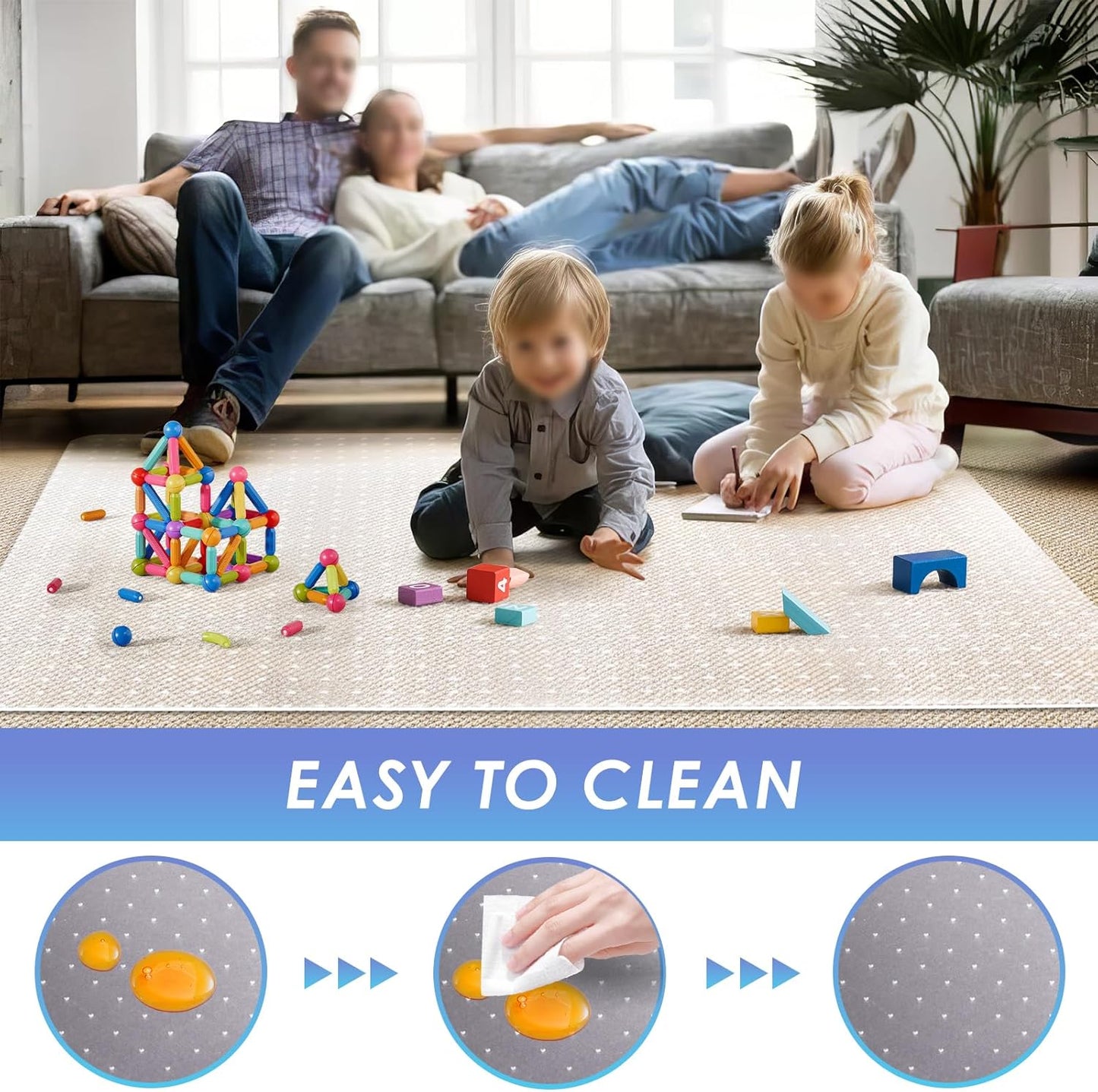 Vicwe Large Office Chair Mat for Carpeted Floors，63"X51" Rectangle Desk Chair Mats with Studs for Low and No Pile Carpeted Floors, Easy Glide Computer Desk Chair Mat for Home & Offices