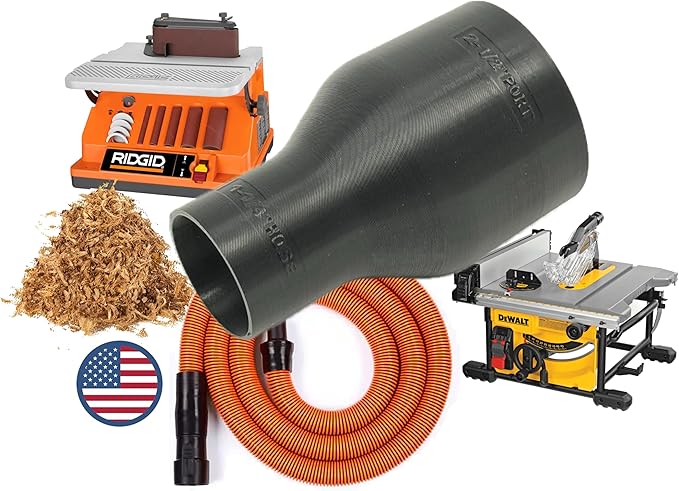 Hose Adapter for 2-1/2" Dust Collection Ports - Made in USA - Connects to Table Saw, Bandsaws, Spindle Sanders, Miter Saws, and other equipment (1-1/4" Hose)