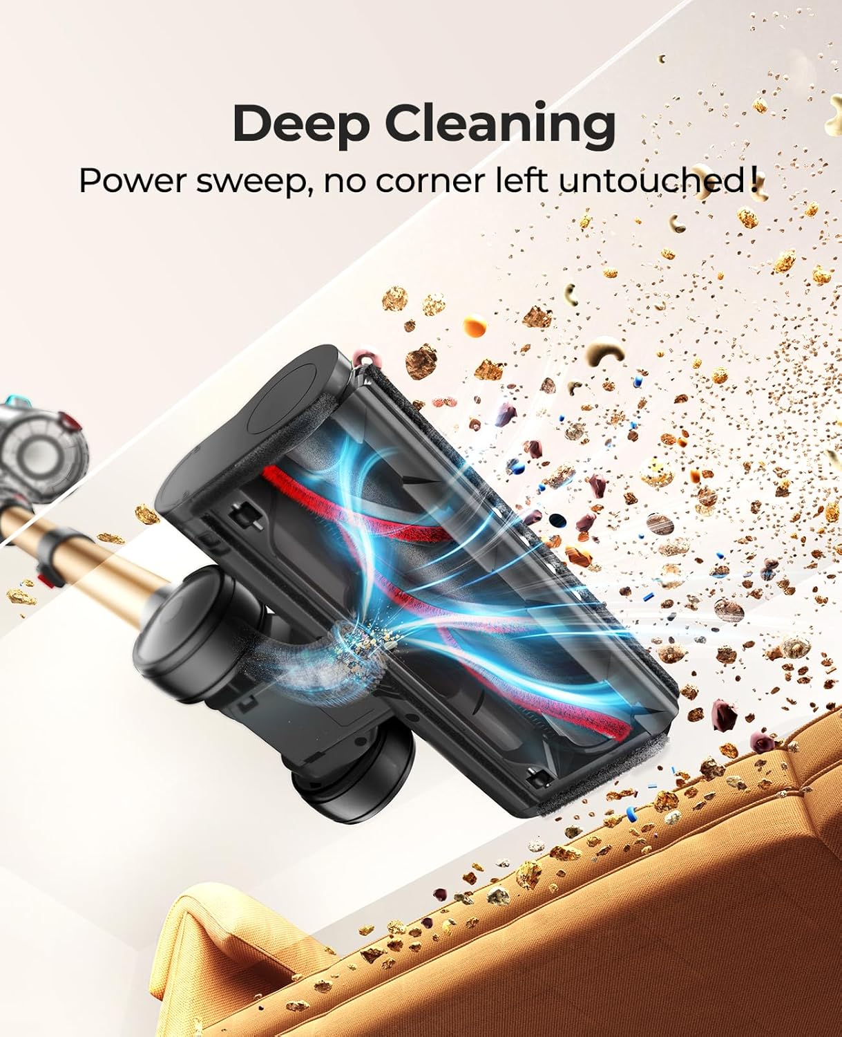 Cordless Vacuum Cleaner 600W/50Kpa, Stick Vacuum Cleaners 65 Mins Max Runtime with Charging Dock, Self-Standing Handheld Vacuum with Touch Display, 6-in-1 Vacuum Cleaner for Carpet/Hard Floor/Pet Hair