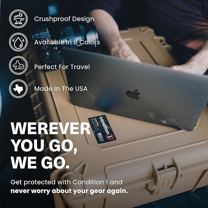 Condition 1 25" Large Waterproof Hard Case Model 839 with Foam, Portable Protective Storage Box for Travel, Hunting, Military, Tactical, Made in USA, 24.50"x 19.46"x8.41" Orange