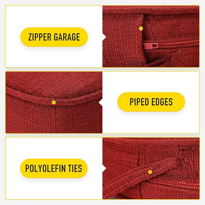 SUNROX Gel Memory Foam Chair Cushions, FadeShield Water-, Stain-Resistant Durable Reversible Seat Cushion Pads with Ties for Indoor/Outdoor Kitchen Dining Office 17"x16" Set of 2, Burgundy