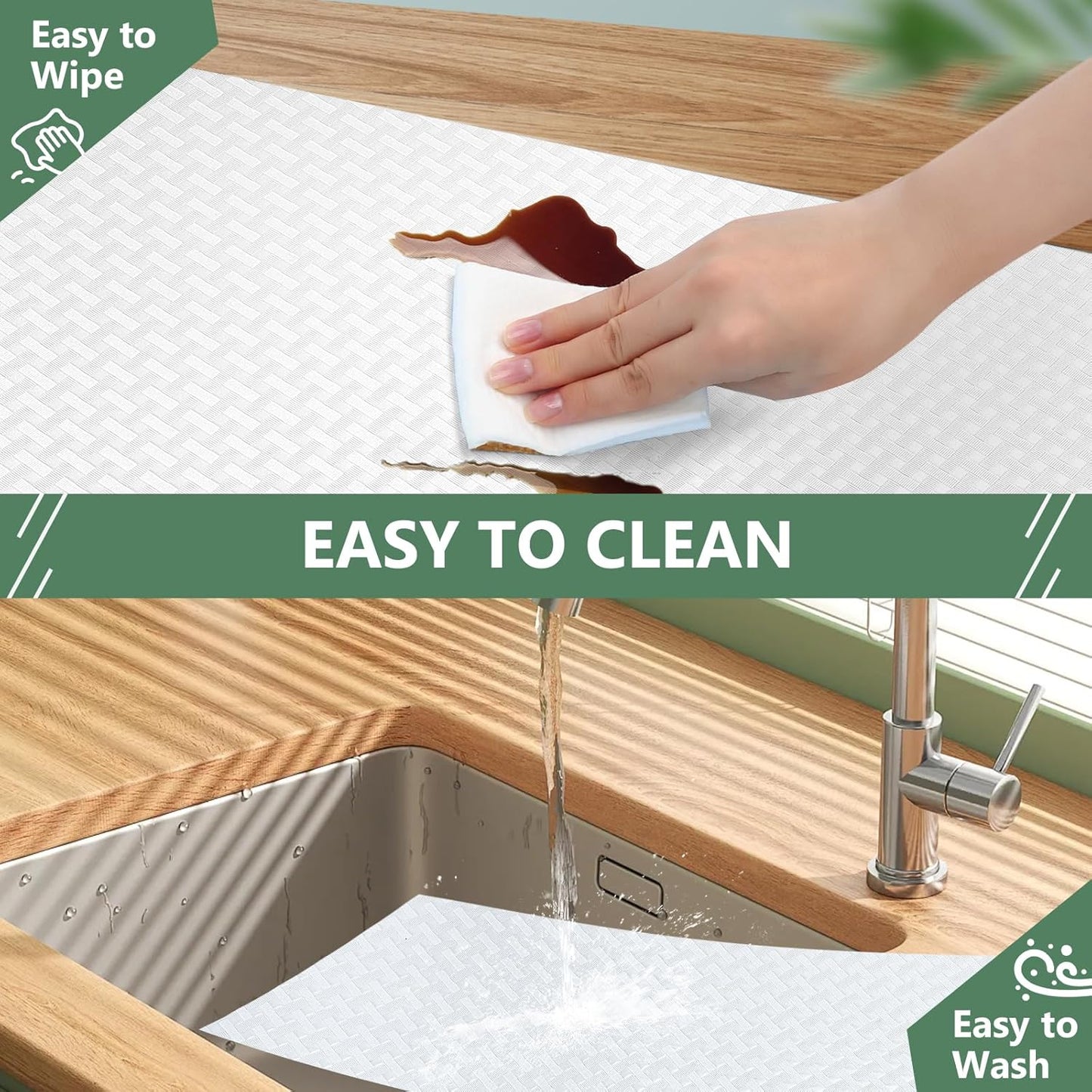 Shelf Liners, Non-Adhesive Drawer Liner, Waterproof & Oil-Proof Kitchen Cabinet Cupboard Liner Plastic EVA Material BPA Free Fridge Liner Mats Paper Protector for Shelves (White/16in x 240in)