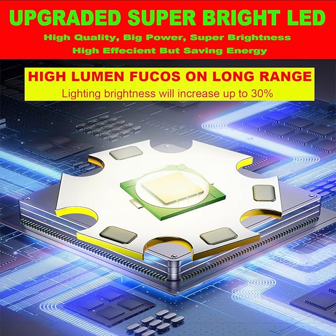 LED Searchlight LED Lantern, Solar Rechargeable Super Bright 10000LM Handheld LEDs Spotlight, Multifunctional Camping Lamp Work Lights, 7 Light Modes, IPX4 Waterproof, for Emergency