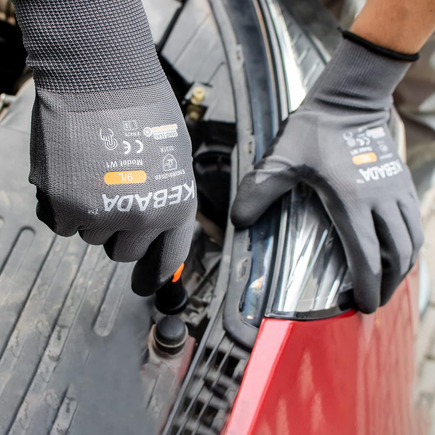 Kebada Safety Work Gloves,120 Pairs Bulk Pack, Touchscreen, PU Coated, Ideal for Warehouse, Construction, Gardening and Mechanics, Grey, XX-Large