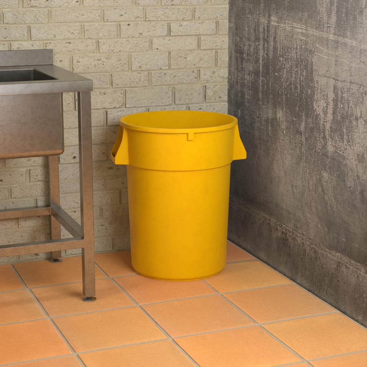 44 Gallon Yellow Round Commercial Trash Can