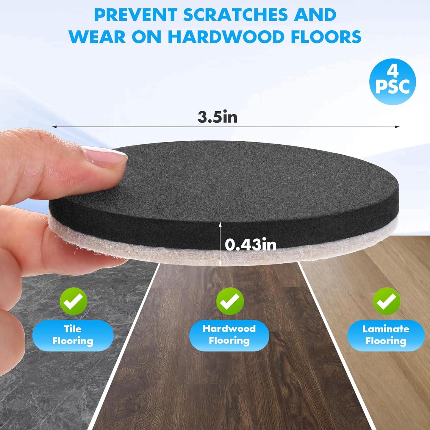 Furniture Lifter Tool + 8-Pack of 3.5" Sliders, Save 80% Effort, Safely and Easily, The Lift and Glide Tool Set for Heavy Furniture and Appliances, Reusable Moving Pads, Floor Protectors for Carpet