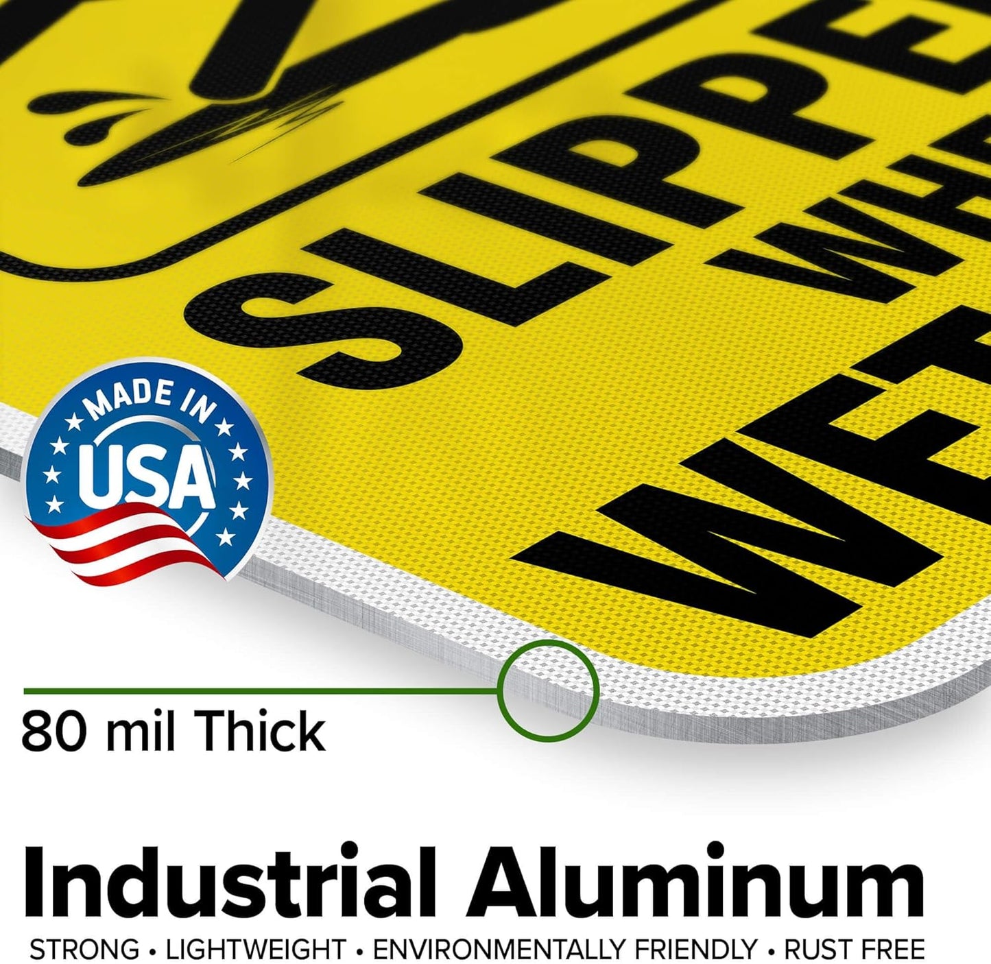 Caution Slippery When Wet Sign or ICY Sign, 12"x18" Aluminum Reflective, Indoor/Outdoor Use, USA MADE By My Sign Center