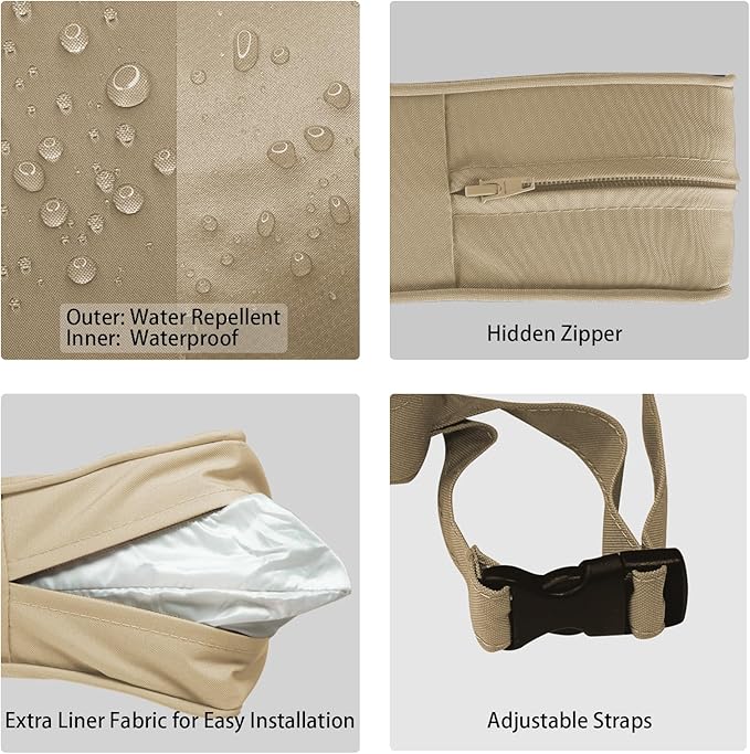 Outdoor Deep Seat Cushion Set 19" x 19", Water Repellent & Fade Resistant Cushion for Patio Furniture, Back & Seat Cushion with Removable Covers for Sofa, Couch, Beige