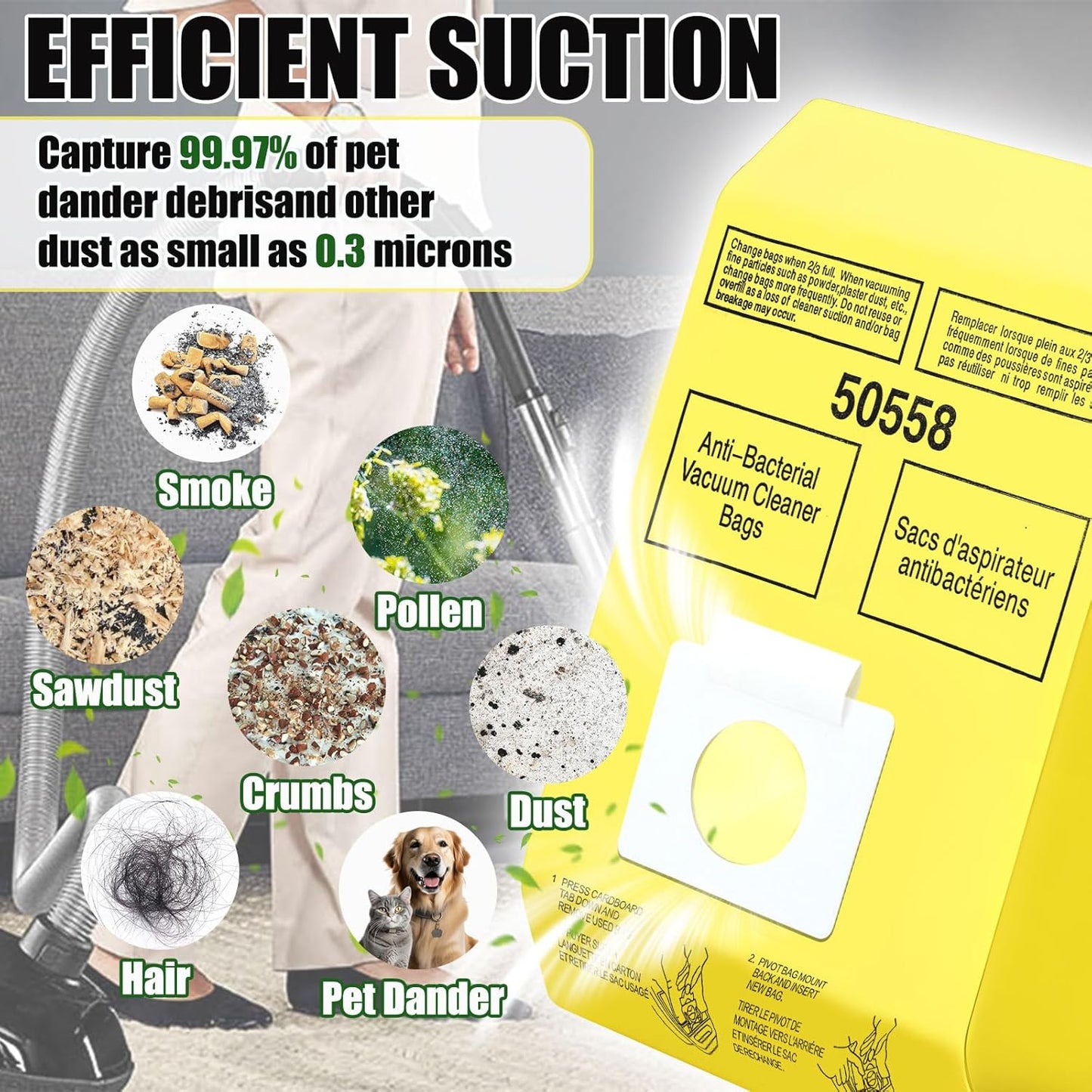 50 Pack Vacuum Cleaner Bags Fit for Kenmore Canister Type C/Q 5055 50555 50557 50558 and Pana·sonic Type C-5 C-18, 200 Series, 400 Series, 600 Series, 700 Series, 800 Series (50 Pack)