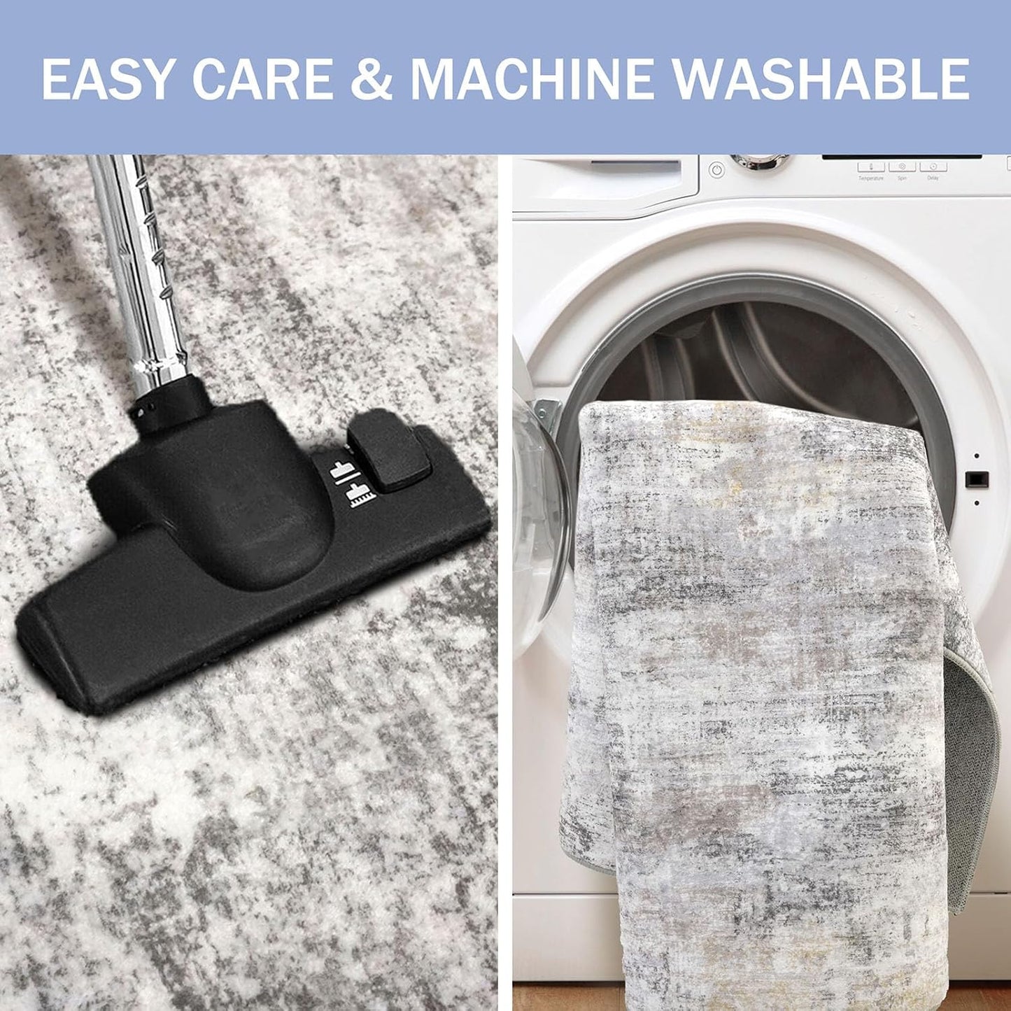 IOHOUZE Abstract Runner Rug 3x18 Ft Washable Runners for Hallways, Non Slip Kitchen Runner Printed Faux Wool Entryway Runner Indoor, Modern Abstract Floor Carpet for Hall Stair, Grey Beige