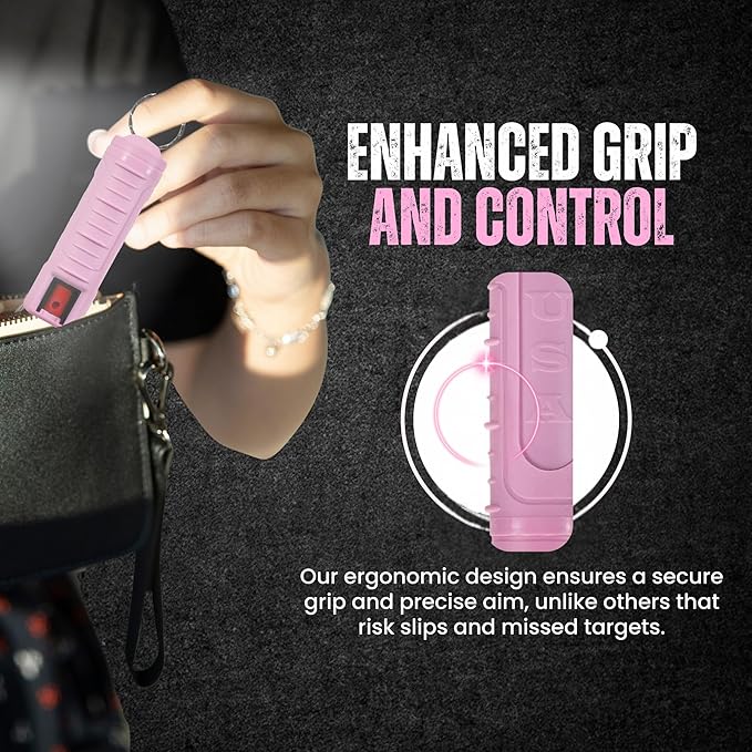 Police Magnum Keychain Pepper Spray Self Defense Belt Clip Holder - 3 Pack Tactical Maximum Strength OC with Dye - Small Safety Key Chains for Women & Men - Made in The USA
