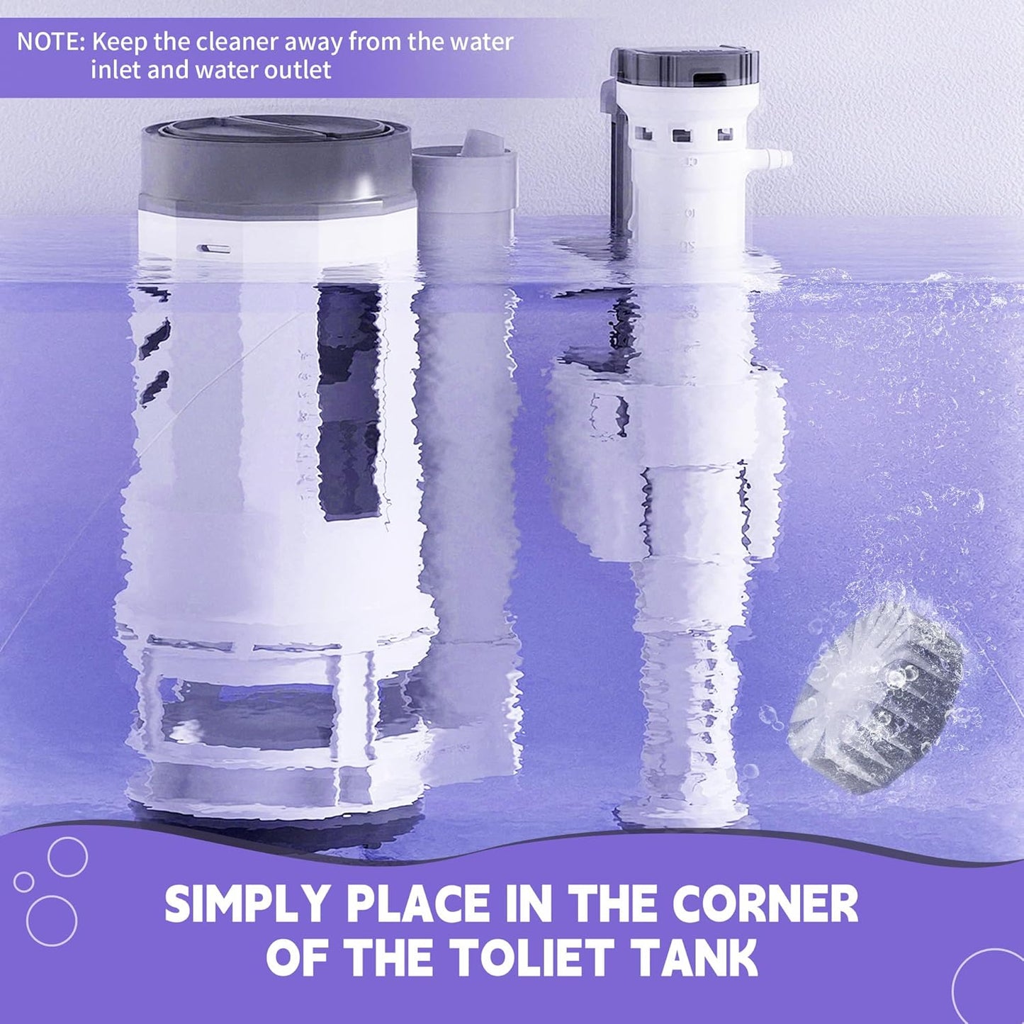 Toilet Bowl Cleaner Tablets, Automatic Toilet Bowl Cleaners, Long-Lasting Toilet Tabs Drop in Tank for Deodorizing & Descaling, Purple, 20 Packs