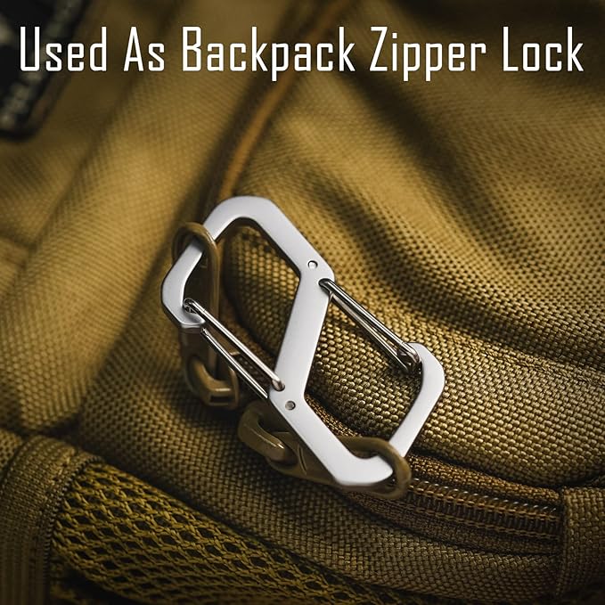 KeyUnity Stainless Steel Carabiner Mini Clips, Key Holder Organizer Keychain for Keys, Flashlight, Folding Knife & Whistles